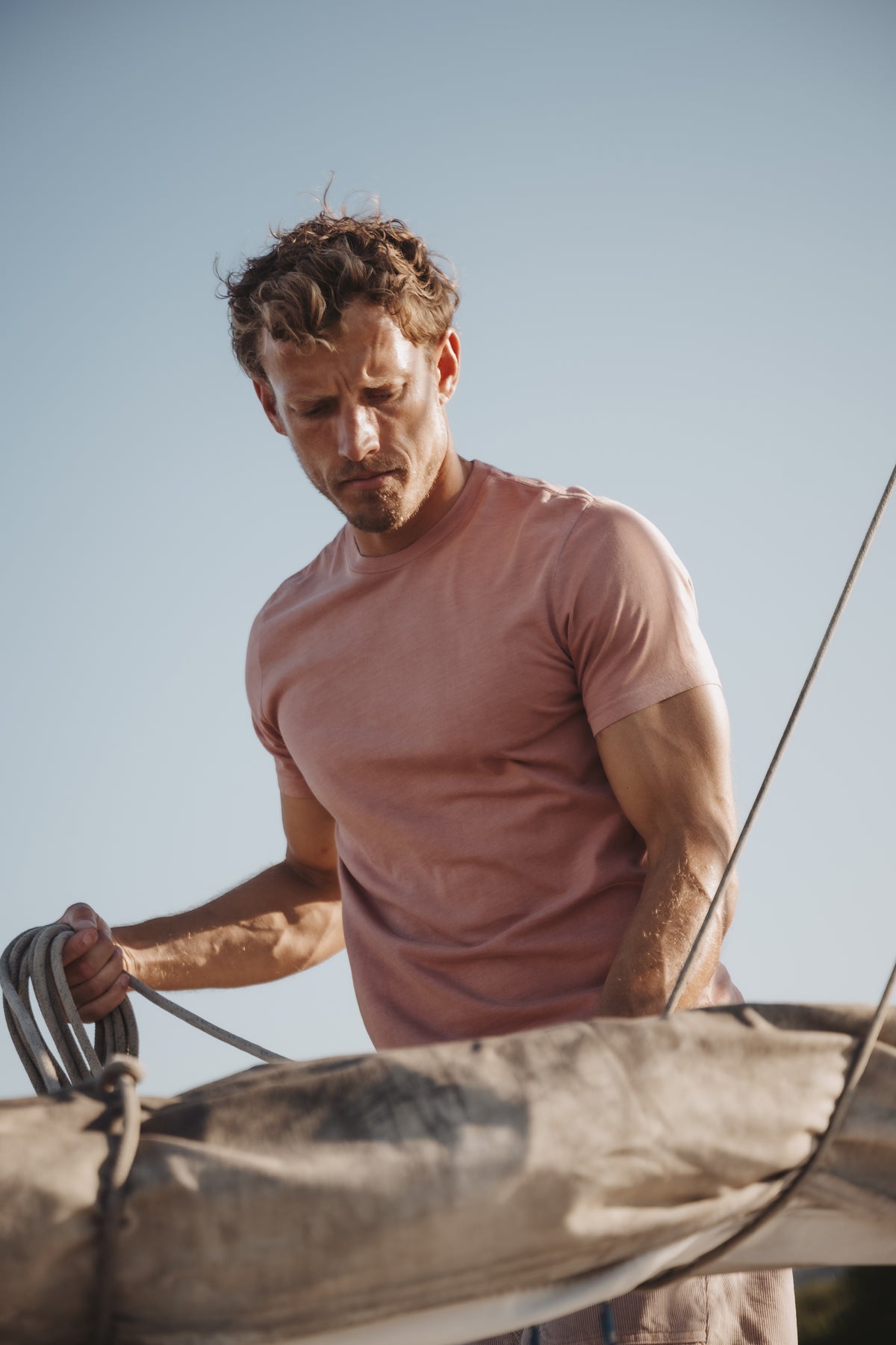 Men's mauve crew-neck short-sleeve t-shirt