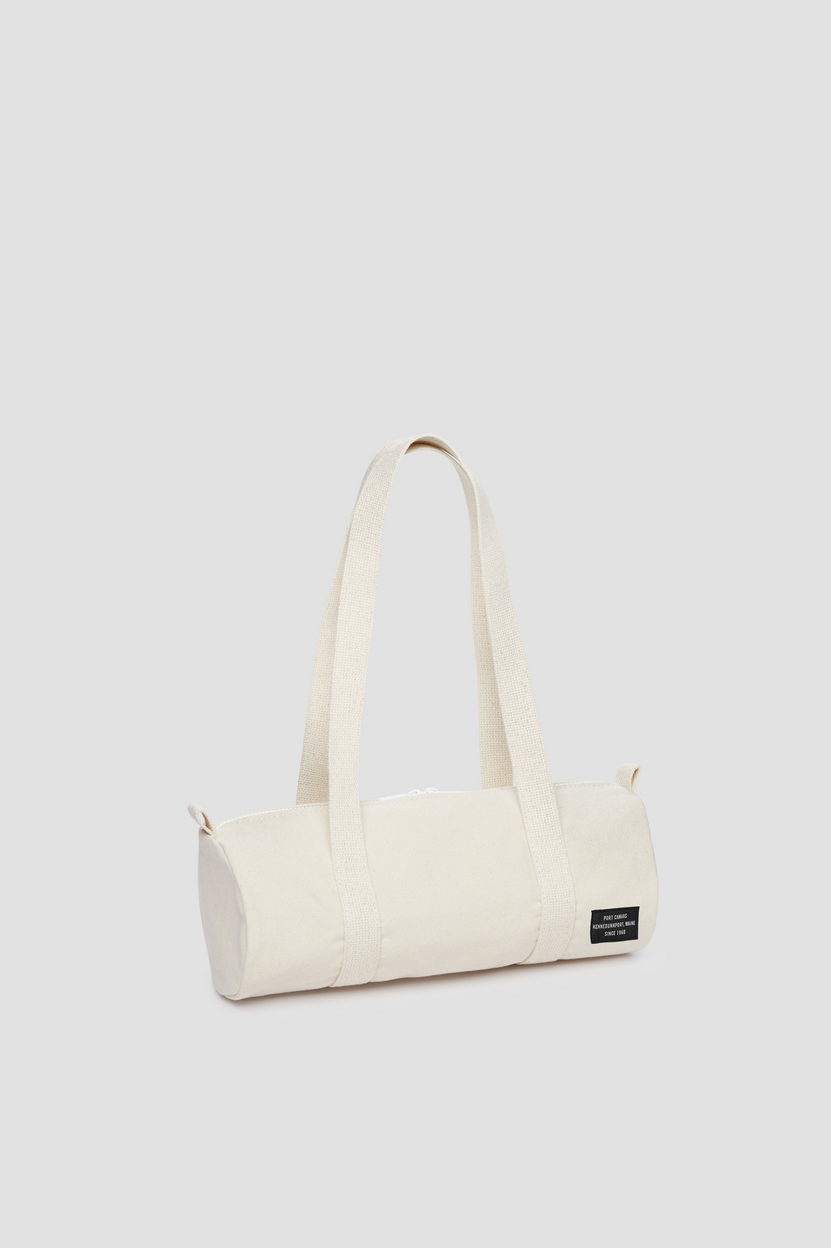 Duffy canvas tote duffle bag, natural with long handles and front label