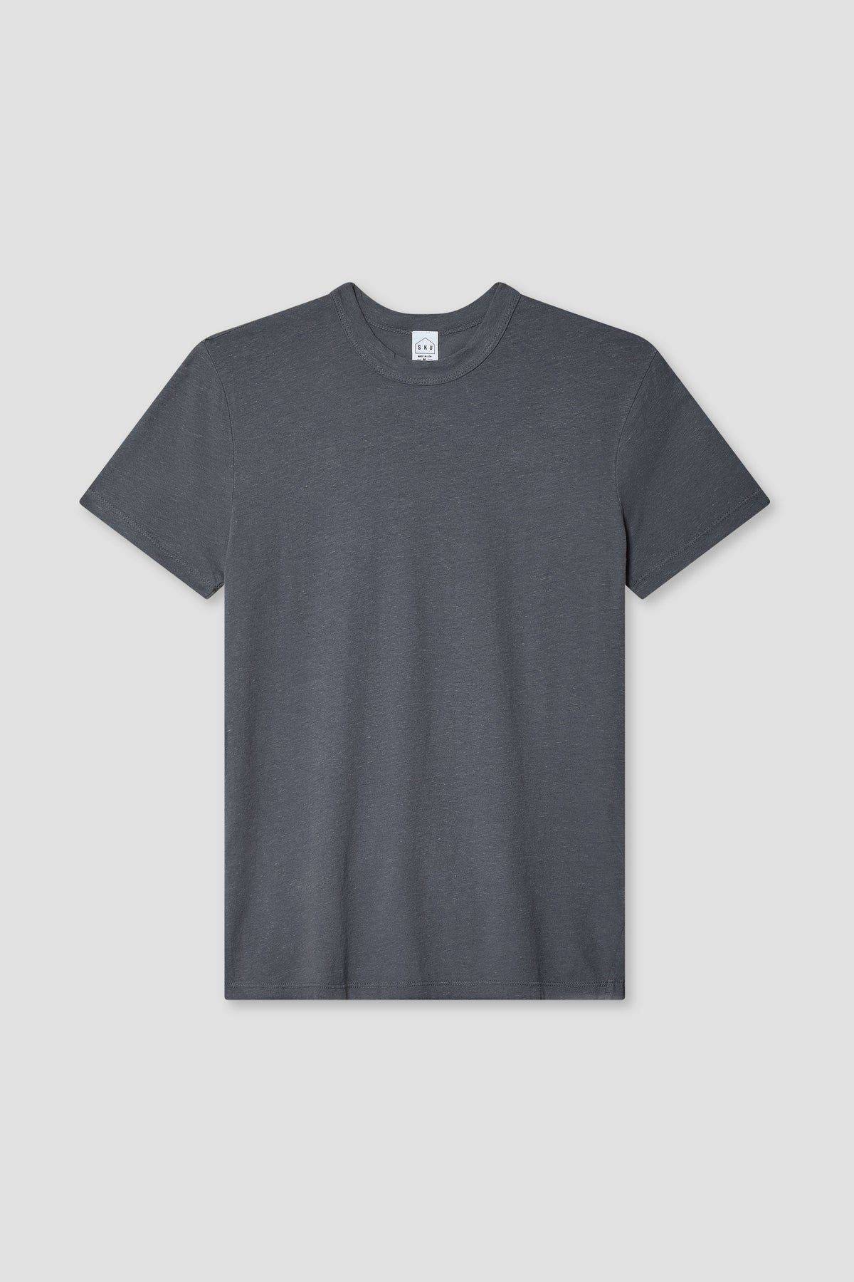 Charcoal gray lounge T-shirt with crew neck and short sleeves