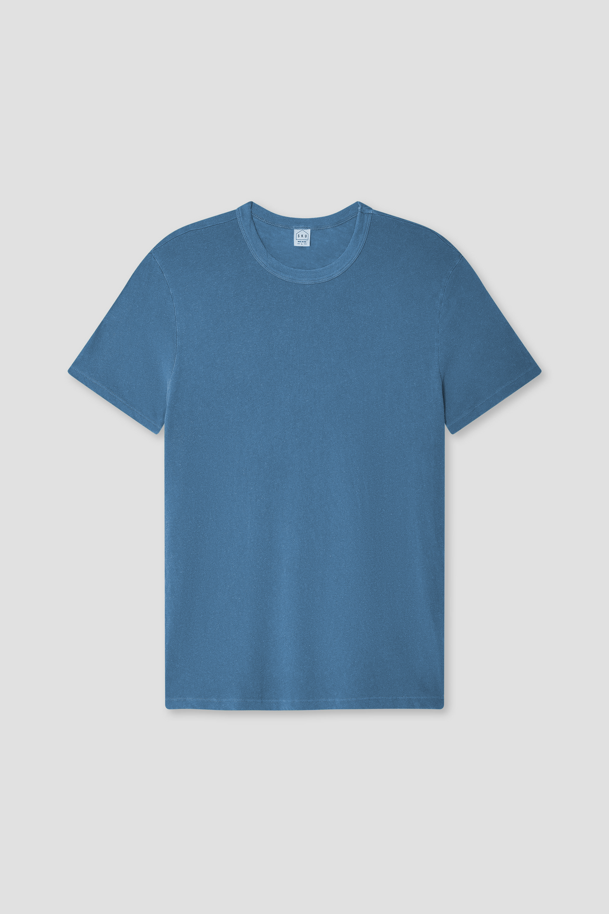 Blue lounge T-shirt with crew neck and short sleeves