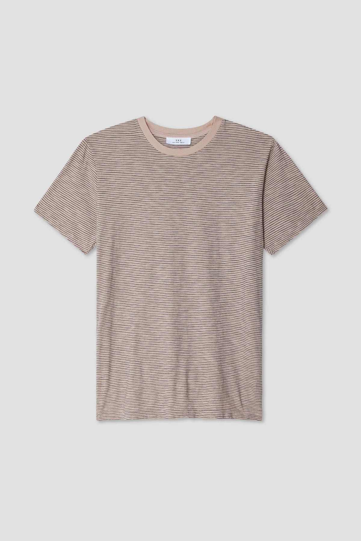 Blush pink striped jersey T-shirt with crew neck and short sleeves