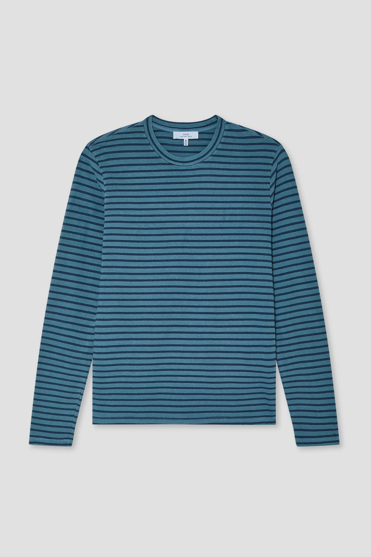 Teal striped long-sleeve crew tee