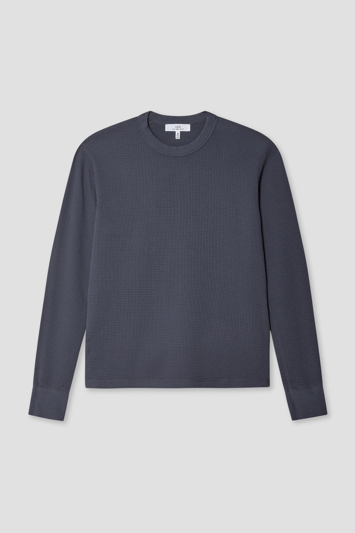 Crew neck waffle tee, dark navy long-sleeve shirt