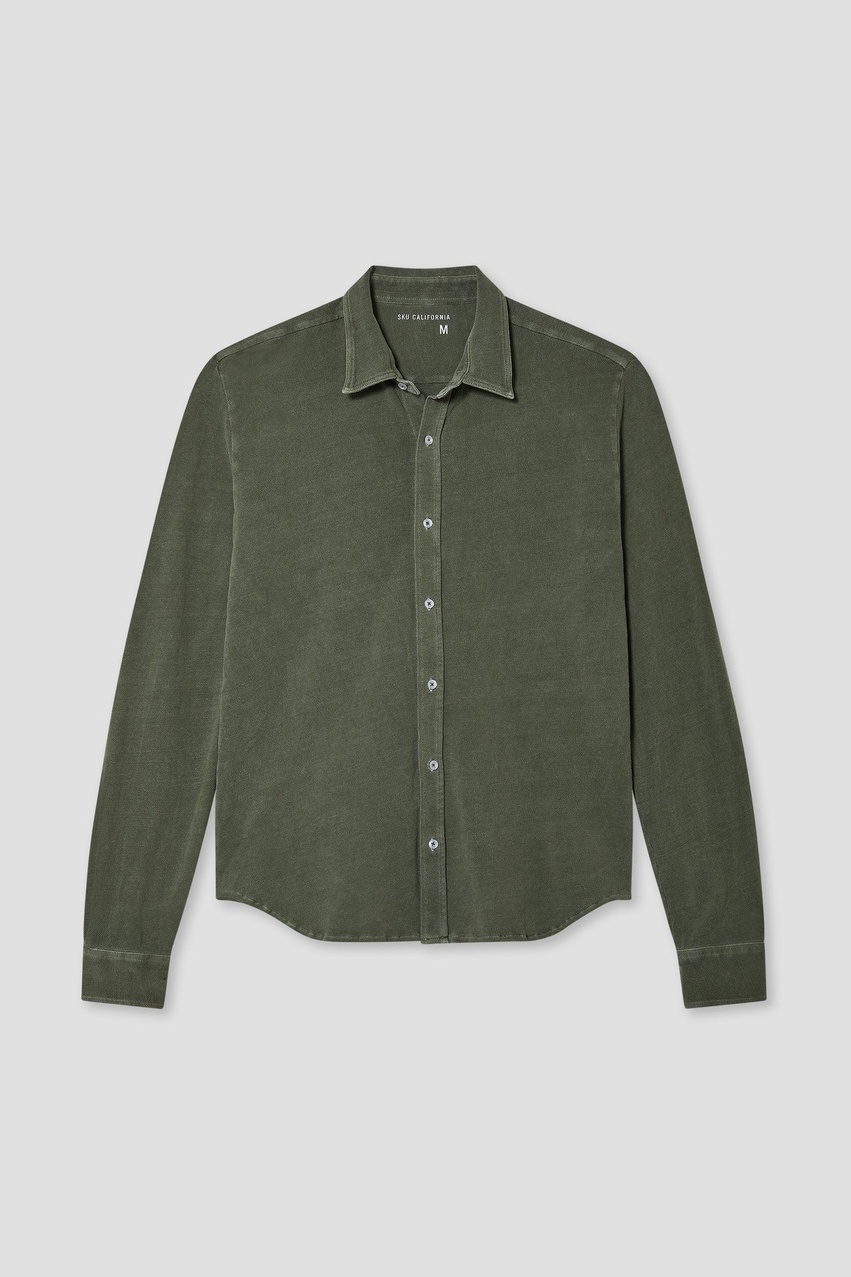 Lichen cotton-hemp easy shirt with button-front placket, pointed collar, long sleeves