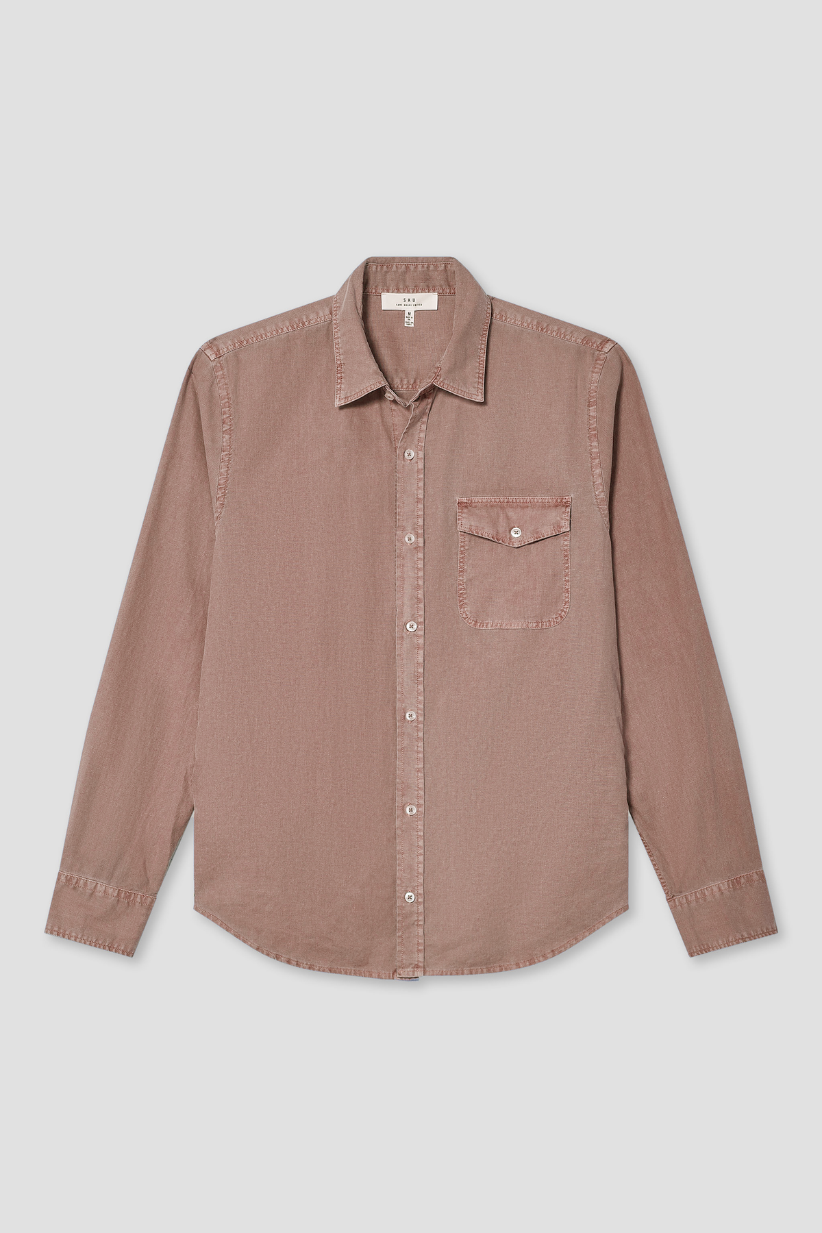 Men's work shirt, dusty rose, button-up with point collar and chest pocket