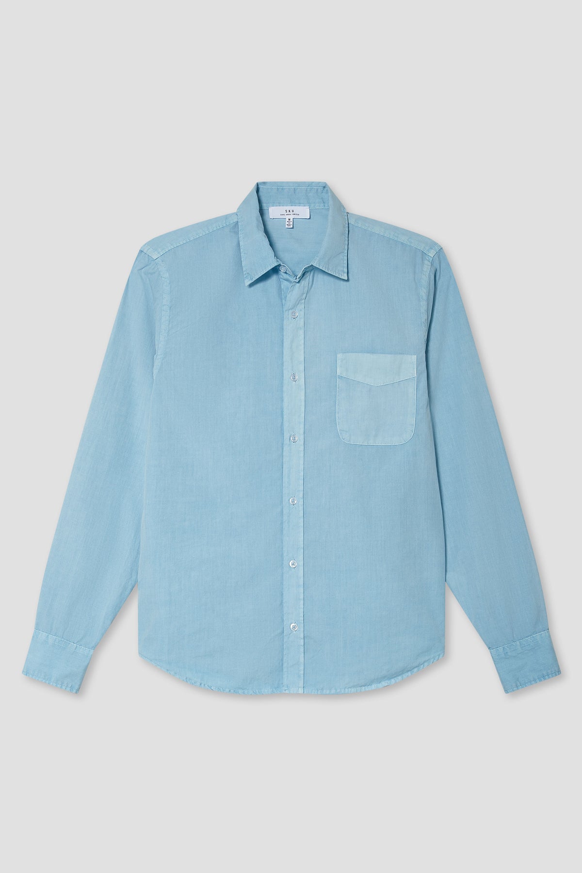 Poplin standard shirt, light blue long-sleeve button-up with chest pocket