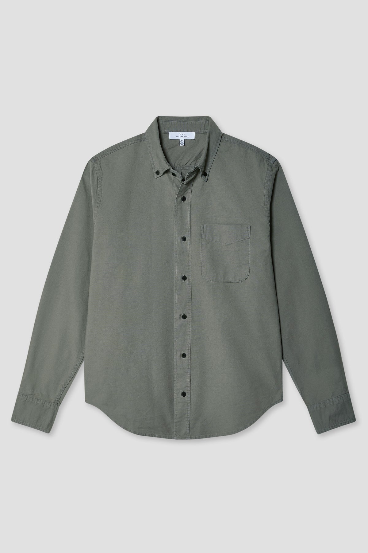American oxford shirt in green with button-front and chest pocket