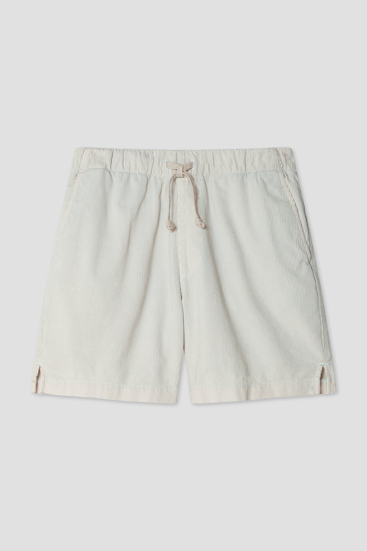 Light beige corduroy easy shorts with drawstring waist and side pockets