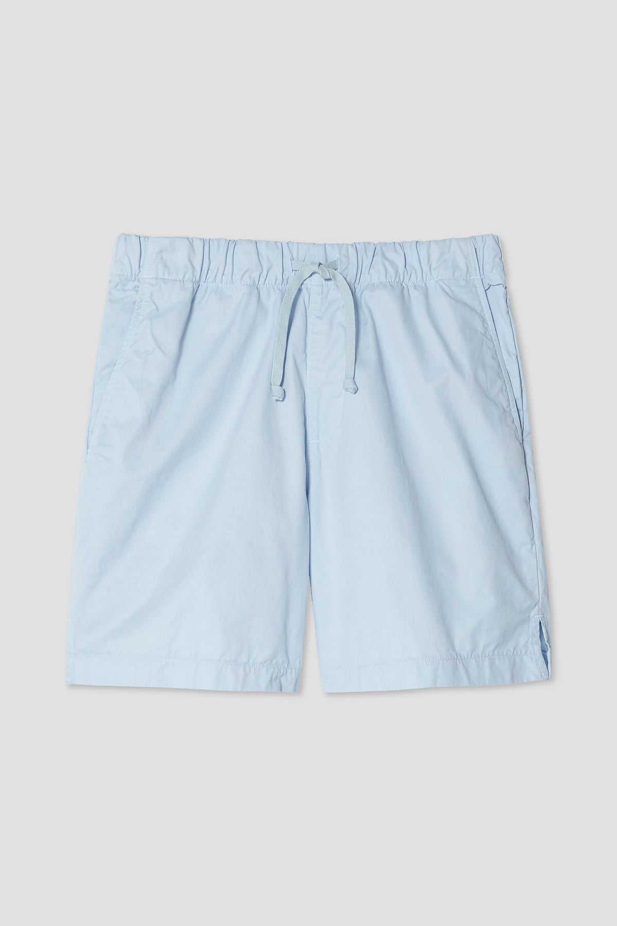 Men's twill easy shorts, light blue, elastic waistband and drawstring, side pockets
