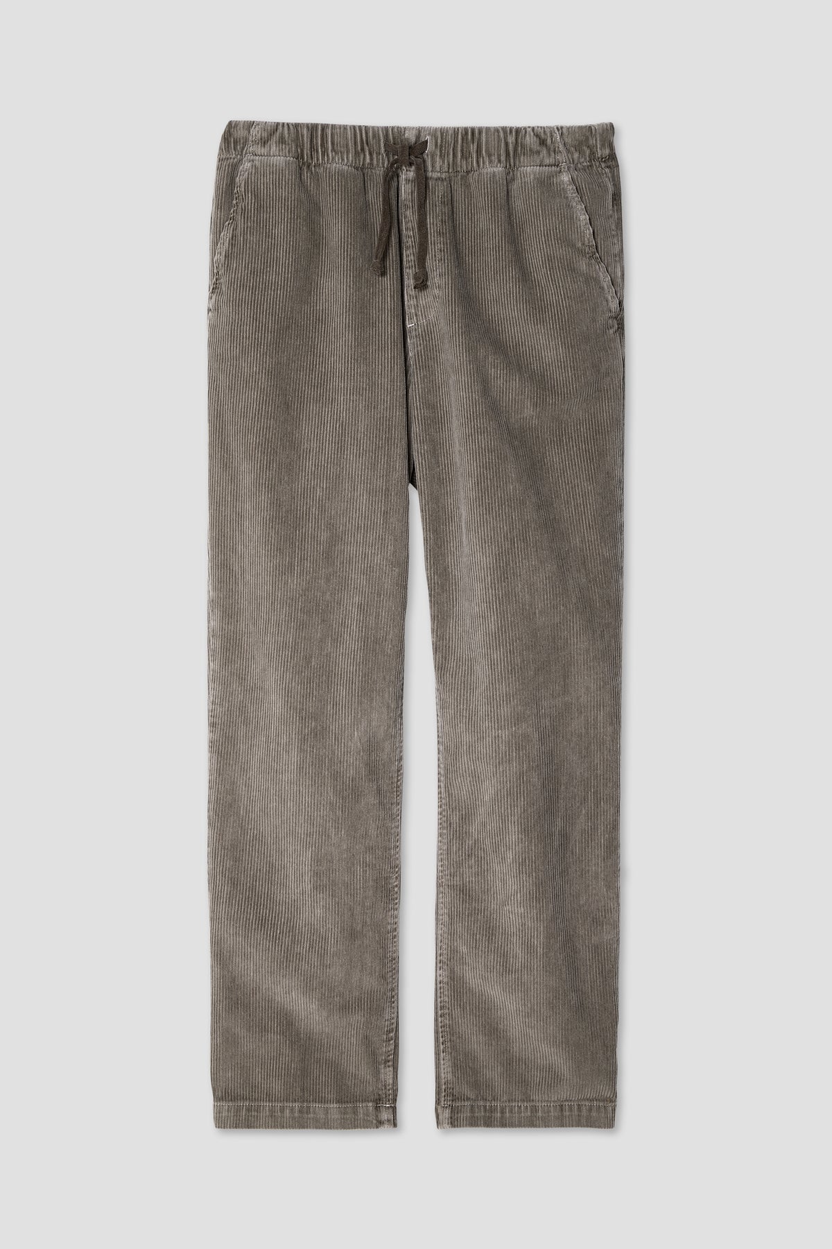 Wide wale cord easy chino pants in medium gray with drawstring waist