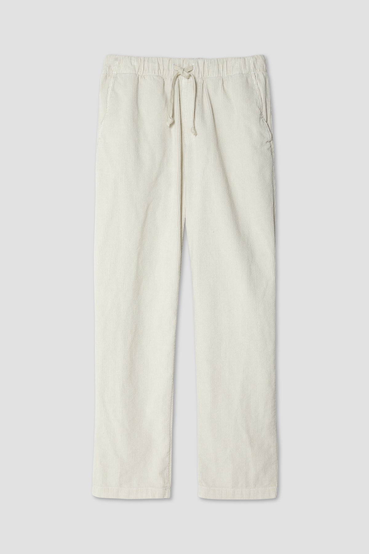 Wide wale cord easy chino pants in light cream with drawstring waist