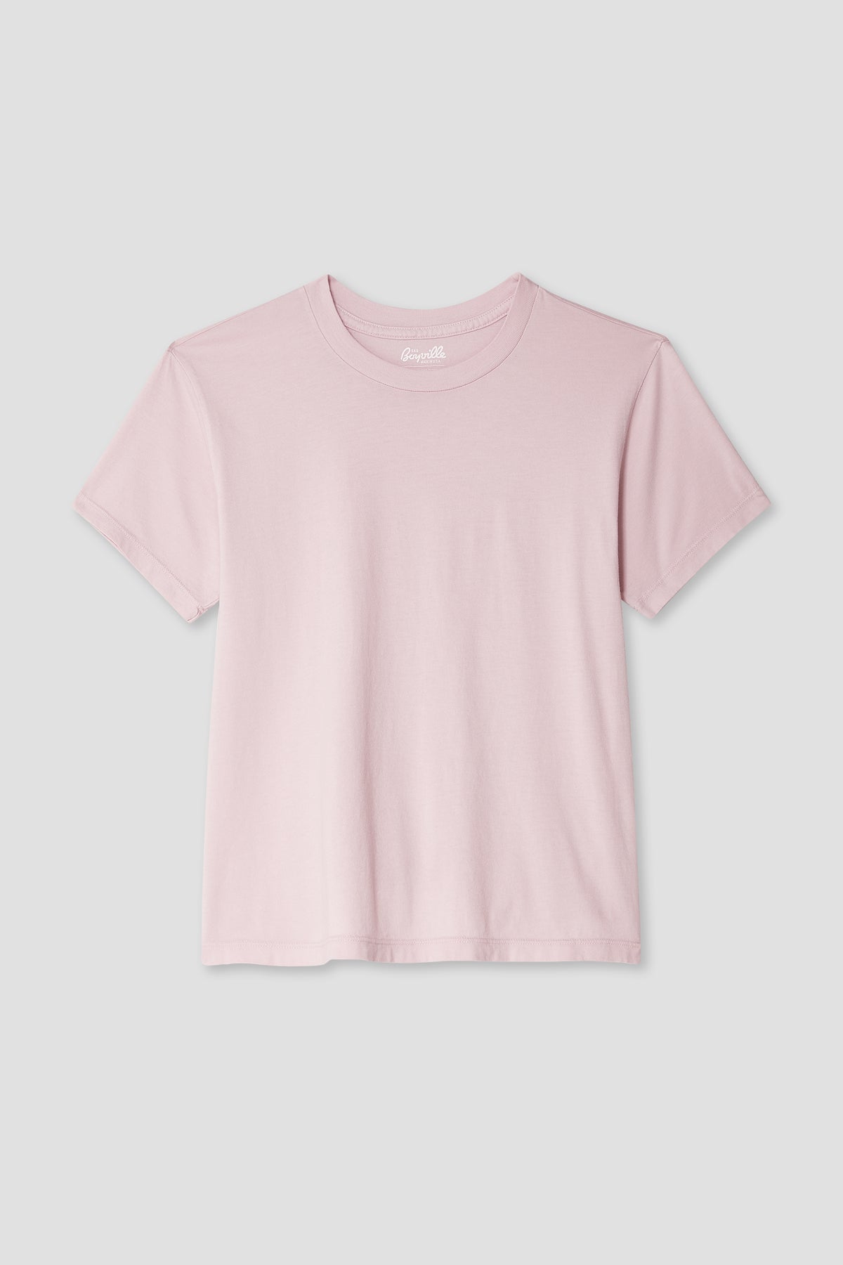 Boys Supima cotton crew-neck T-shirt, light pink, short sleeves, front view
