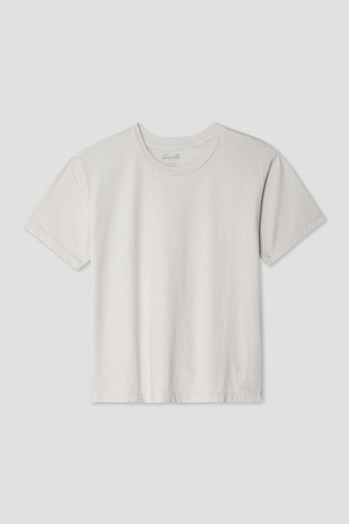 Boys Supima cotton crew-neck T-shirt, cream, short sleeves, front view