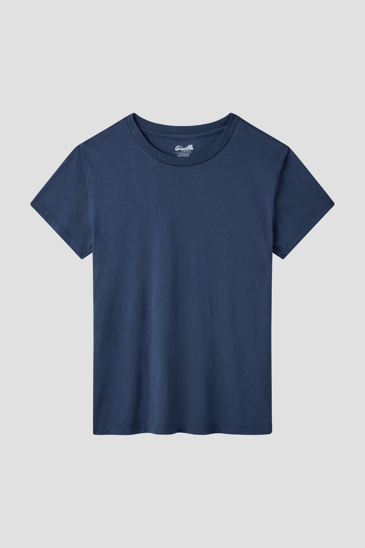 Navy crew neck short-sleeve T-shirt with small chest logo