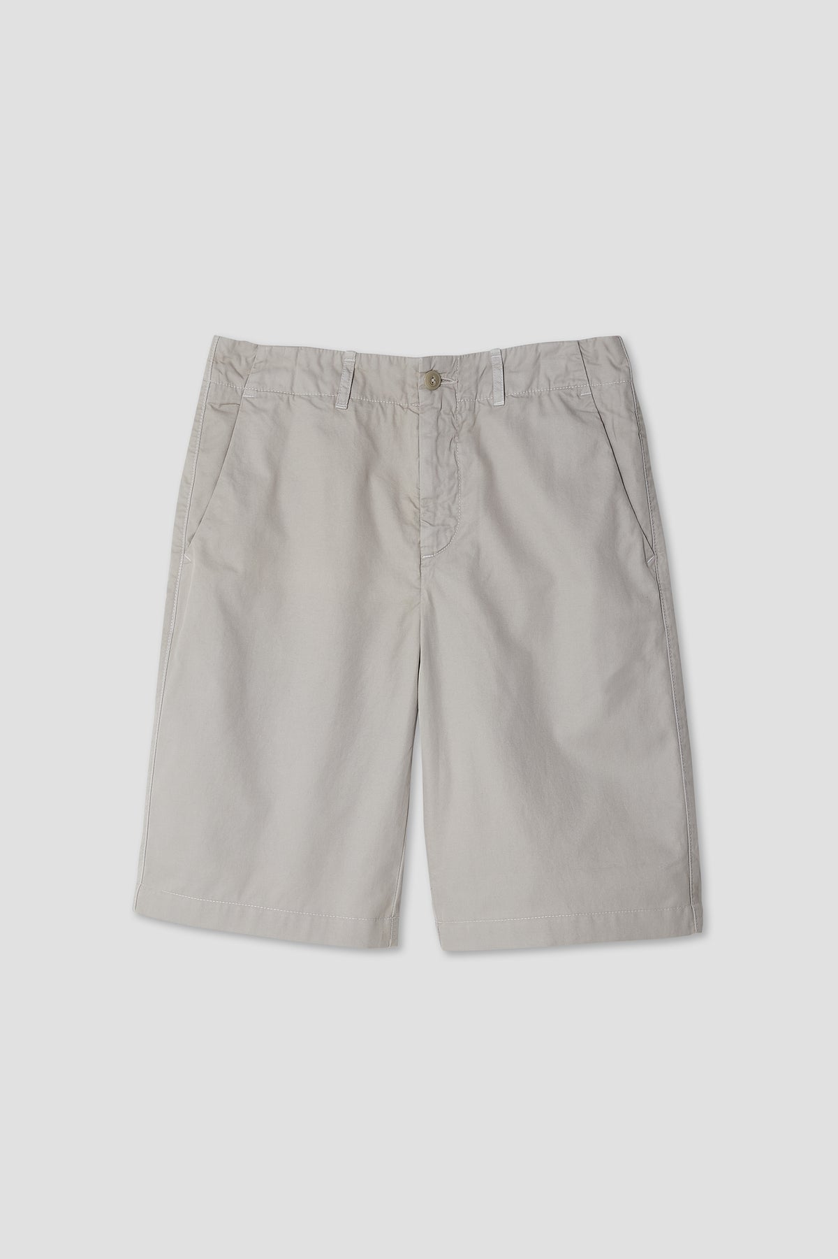 Cement long line shorts for boys with button closure and side pockets