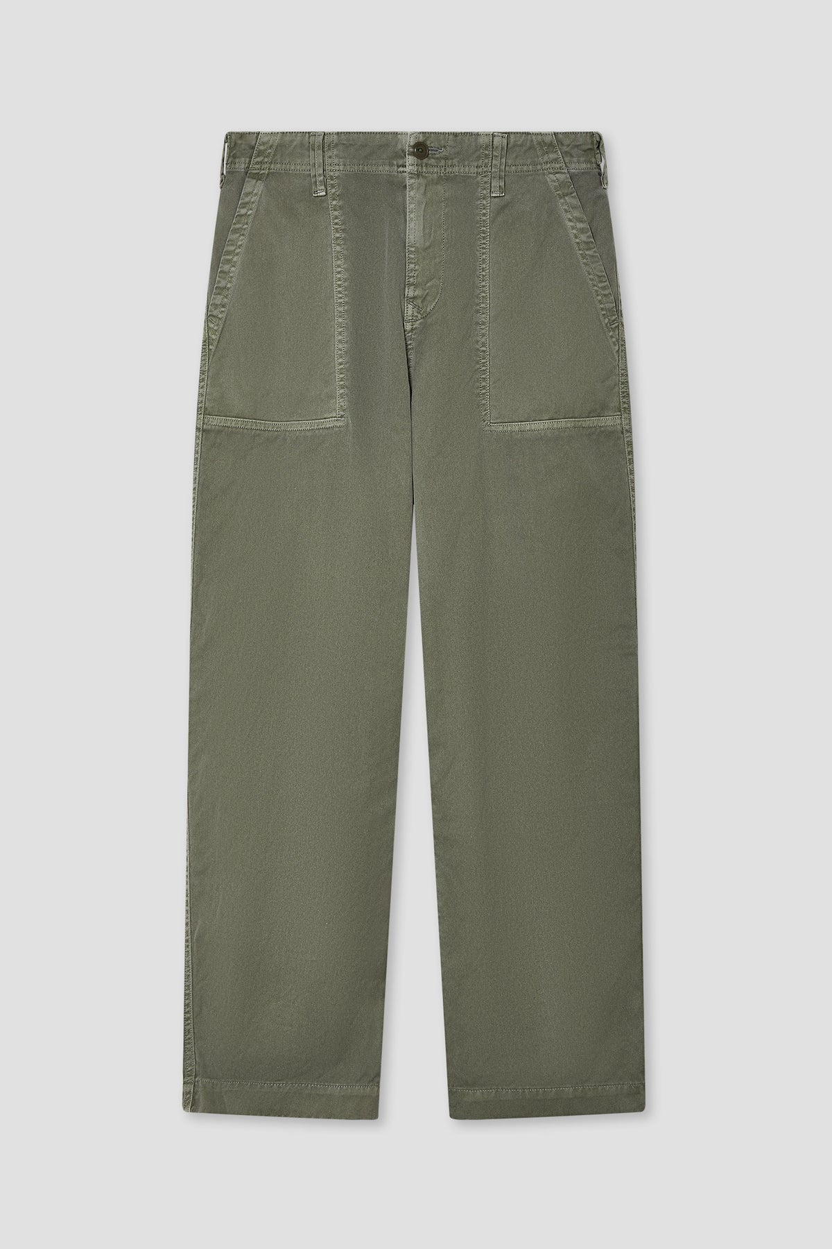 Boys lichen green supply pants with cargo pockets and button fly