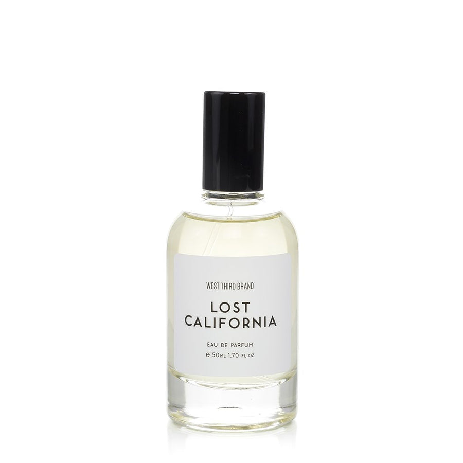 West Third Brand Lost California eau de parfum bottle with black cap, 50 ml